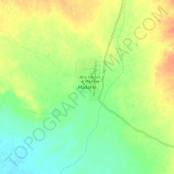 Mapa topográfico Madama, altitude, relevo