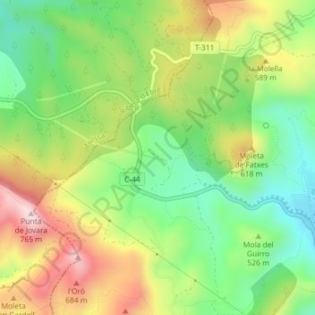 Mapa topográfico Fatxes, altitude, relevo