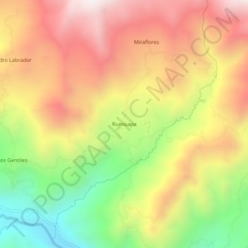 Mapa topográfico Rumisapa, altitude, relevo