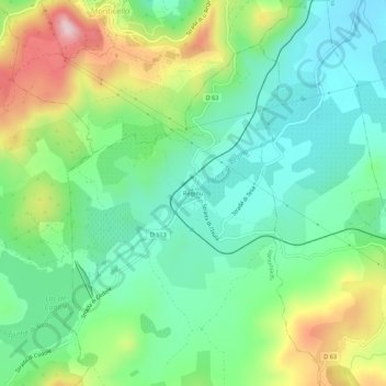 Mapa topográfico Reginu, altitude, relevo