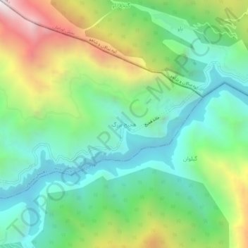 Mapa topográfico Hajij-e Bozorg, altitude, relevo
