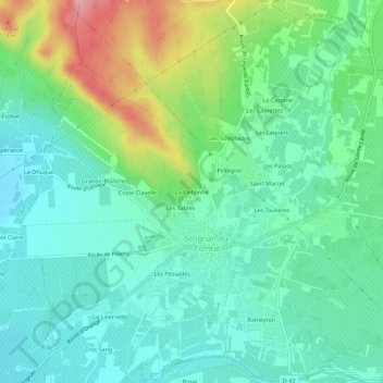 Mapa topográfico La Paillonne, altitude, relevo