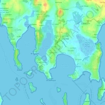Mapa topográfico Locmiquel, altitude, relevo