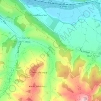 Mapa topográfico Niederbach, altitude, relevo