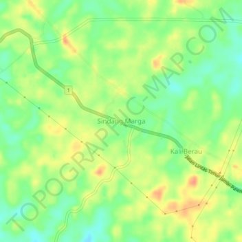 Mapa topográfico Sindang Marga, altitude, relevo