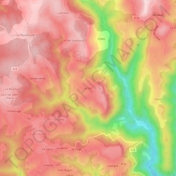 Mapa topográfico Le Dat, altitude, relevo