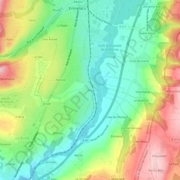 Mapa topográfico Orly, altitude, relevo