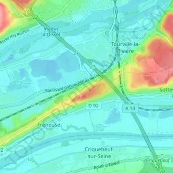 Mapa topográfico La Capellière, altitude, relevo