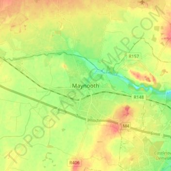 Mapa topográfico Maynooth, altitude, relevo