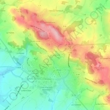 Mapa topográfico La Faucherie, altitude, relevo