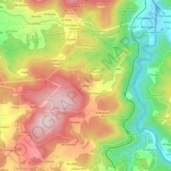 Mapa topográfico Escote, altitude, relevo