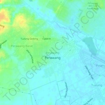 Mapa topográfico Perawang, altitude, relevo