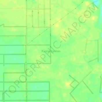 Mapa topográfico Pantai Cermin, altitude, relevo