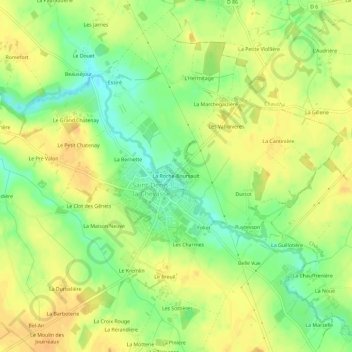 Mapa topográfico La Roche-Boursault, altitude, relevo
