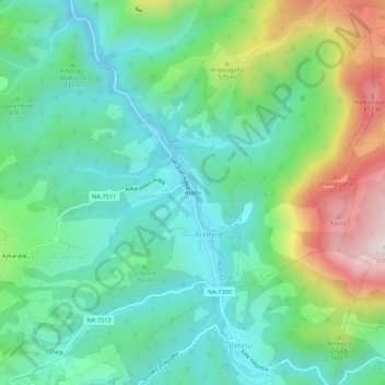 Mapa topográfico Atallo, altitude, relevo