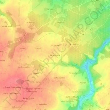 Mapa topográfico La Gilardière, altitude, relevo