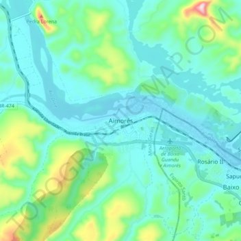 Mapa topográfico Aimorés, altitude, relevo