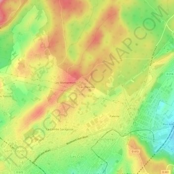 Mapa topográfico Les Planches, altitude, relevo
