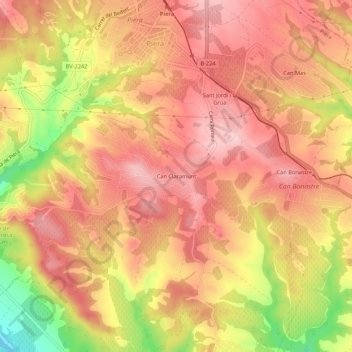 Mapa topográfico Can Claramunt, altitude, relevo