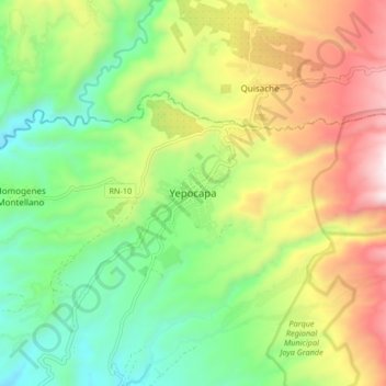 Mapa topográfico Yepocapa, altitude, relevo