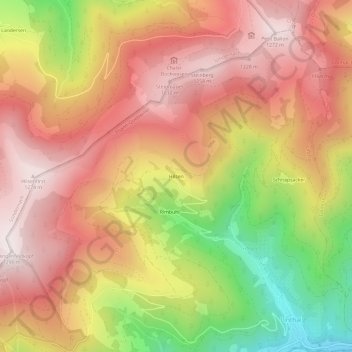 Mapa topográfico Hilsen, altitude, relevo
