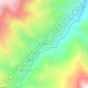 Mapa topográfico El Triunfo, altitude, relevo
