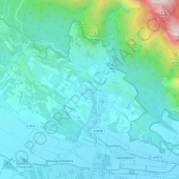 Mapa topográfico Araia, altitude, relevo