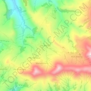 Mapa topográfico Ha Maliau, altitude, relevo