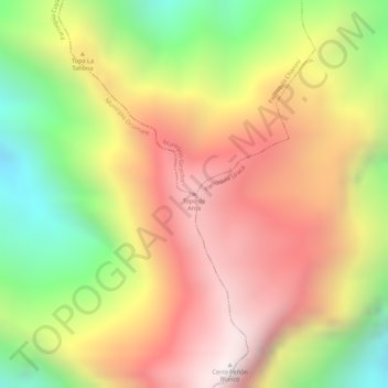 Mapa topográfico Topo de Aroa, altitude, relevo