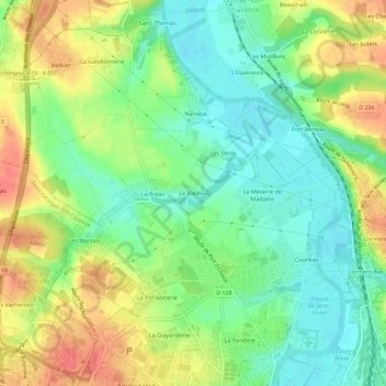 Mapa topográfico Le Patillou, altitude, relevo