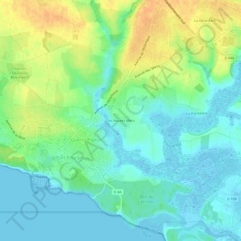 Mapa topográfico Les Hautes Mers, altitude, relevo