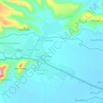 Mapa topográfico Sape, altitude, relevo