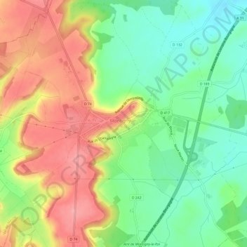 Mapa topográfico Montigny-le-Roi, altitude, relevo