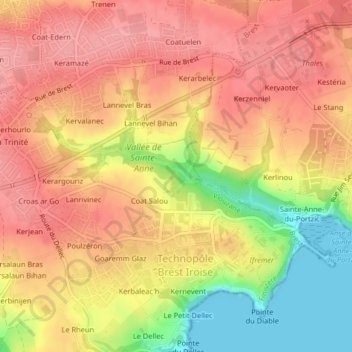 Mapa topográfico Le Nevent, altitude, relevo