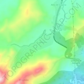 Mapa topográfico Campana, altitude, relevo