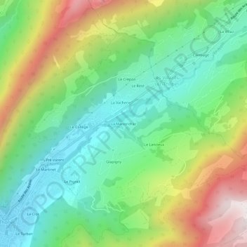 Mapa topográfico La Maisondraz, altitude, relevo