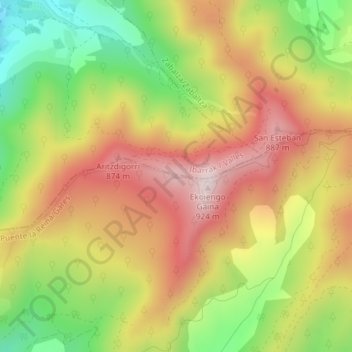 Mapa topográfico Peña Redonda, altitude, relevo