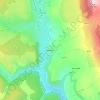 Mapa topográfico Maillargues, altitude, relevo