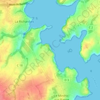 Mapa topográfico Jouvente, altitude, relevo