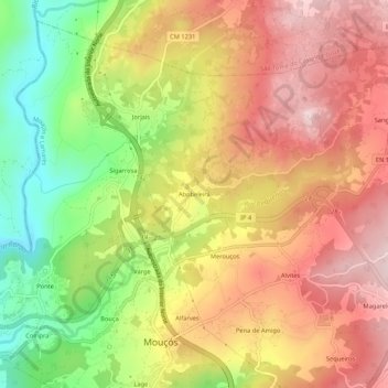 Mapa topográfico Abobeleira, altitude, relevo