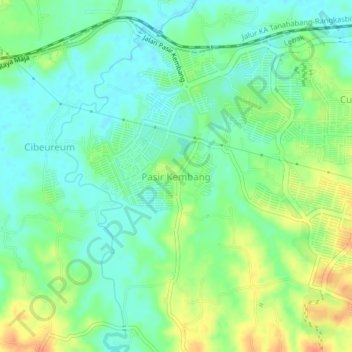 Mapa topográfico Pasir Kembang, altitude, relevo