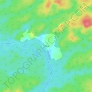Mapa topográfico Pot Kro, altitude, relevo