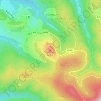 Mapa topográfico Rocher de Dabo, altitude, relevo