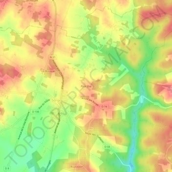 Mapa topográfico Pirat Bas, altitude, relevo