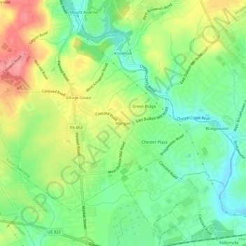 Mapa topográfico Morgan, altitude, relevo