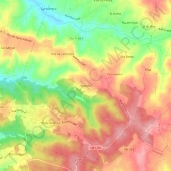 Mapa topográfico Assenha, altitude, relevo