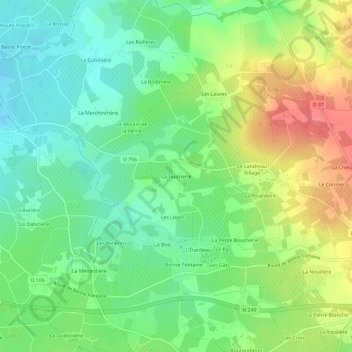 Mapa topográfico La Tournerie, altitude, relevo