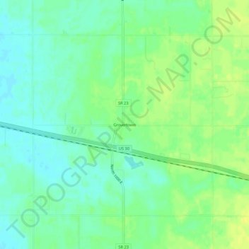 Mapa topográfico Grovertown, altitude, relevo