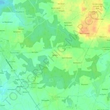 Mapa topográfico Keredo, altitude, relevo