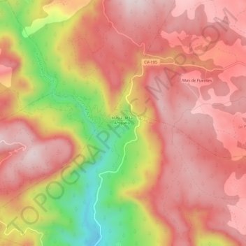 Mapa topográfico La Artejuela, altitude, relevo